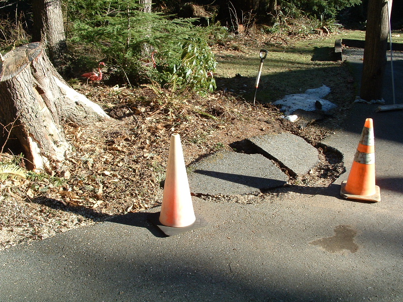 Leftover driveway damage