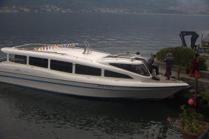 the meeting group took this boat up the lake to dinner